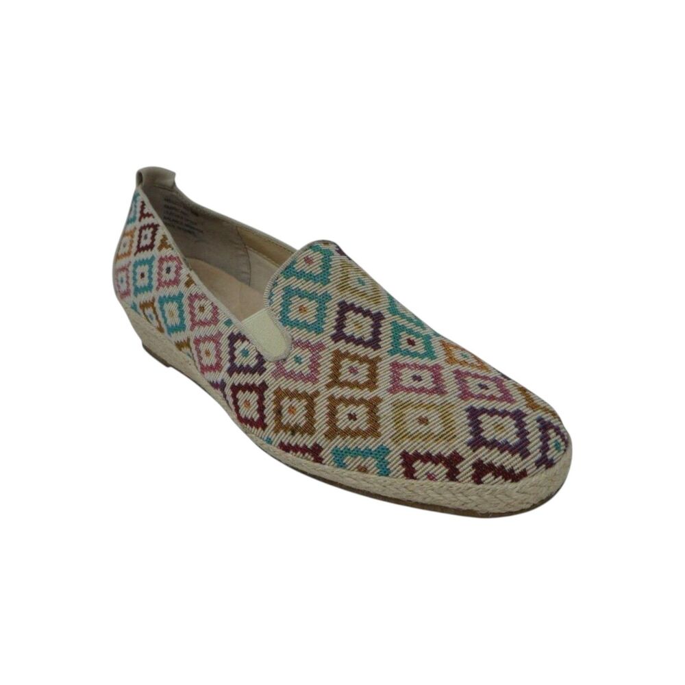 David Tate Sangria Woven Jute Geometric Print Espadrille Loafers Womens 9